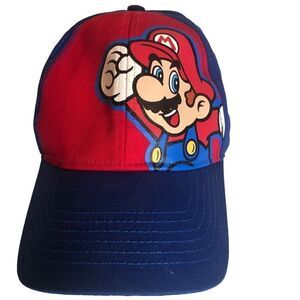 Super Mario Youth size Baseball Cap. Nintendo 2016. Blue and Red